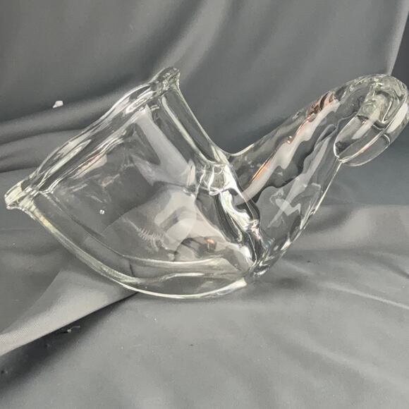 Vintage Clear Glass Cornucopia Vase Curved Horn of Plenty Centerpiece - Picture 1 of 6